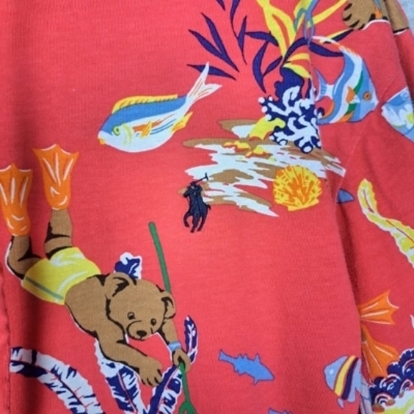 Polo Ralph Lauren Men's Size Large Polo Bear Jersey Hooded T-Shirt Red - Picture 11 of 12